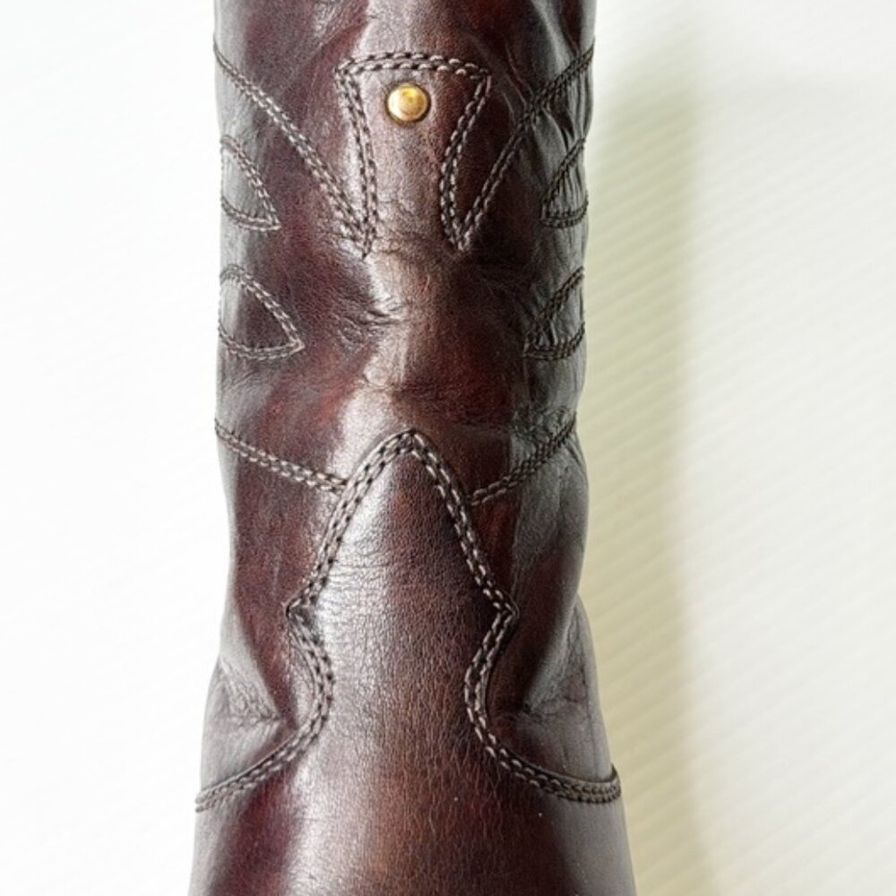 Nine West Dark Brown Western Heeled Boots (7.5) - Picture 4 of 12